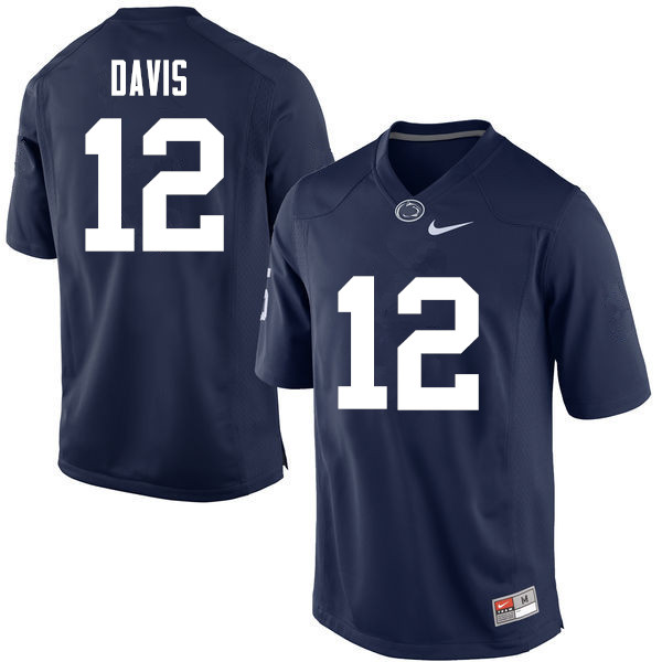 Men Penn State Nittany Lions #12 Desi Davis College Football Jerseys-Navy